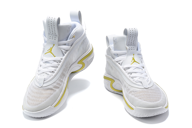 2021 Men Air Jordan 36 White Gold Basketball Shoes